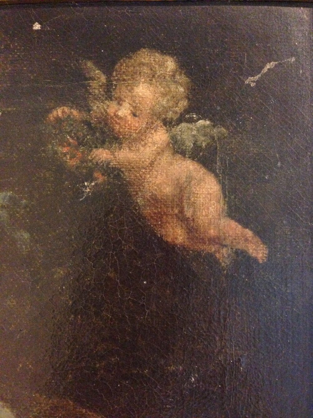 Continental School (circa 1800) A classical maiden with a putto flying over her oil on canvas, in - Image 5 of 8