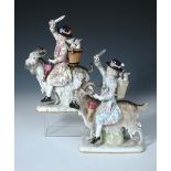 Two similar Meissen figures of Count Bruhl's tailor, riding his goat with scissors raised in his
