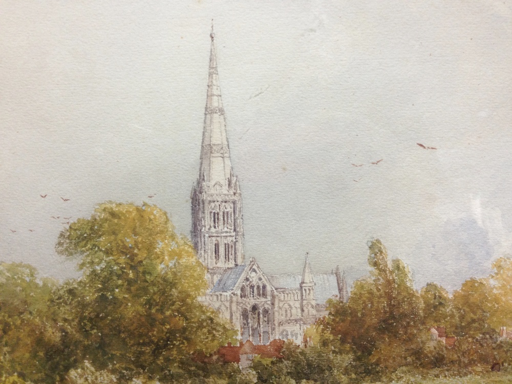 William Bennett (British, 19th Century) Salisbury Cathedral signed lower left "W Bennett" - Image 3 of 9