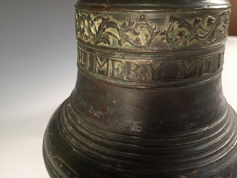 Du Mery Me Fecit Brugis A J 1749 + G', a bronze bell, so cast below a four ribbed open crown top and - Image 3 of 4