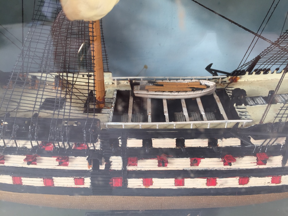 HMS Victory 1765', a cased model of the battleship, only the stern mast with furled plastic sails, - Image 4 of 4