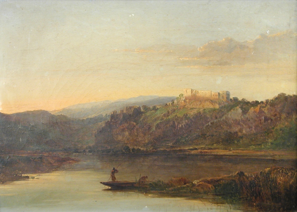 Edward Charles Williams (British, 1807-1881) Chepstow Castle from the Wye signed and dated lower