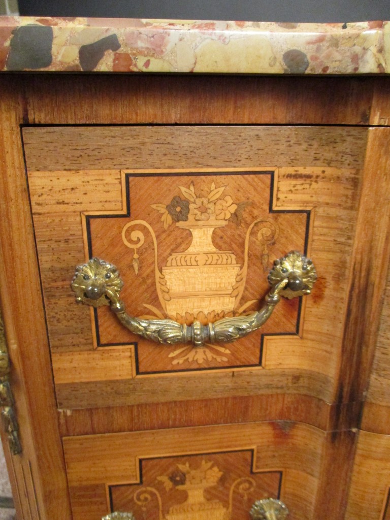 A late 19th century Transitional style breche d'alep and satinwood commode, stamped Edwards & - Image 4 of 9