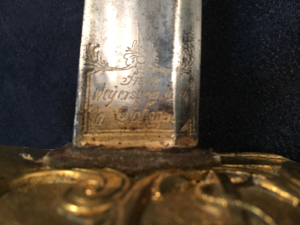 A 19th century German made naval officer's sword, marked for Weyersberg, Solingen, some etched - Image 5 of 6