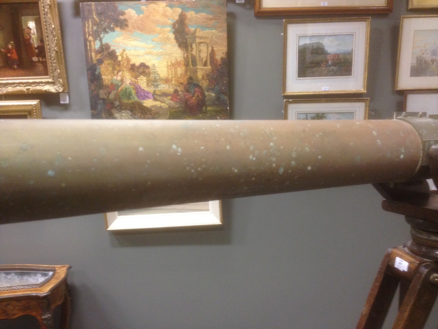 A large 19th century 4 inch copper and brass refracting telescope by Clarkson of London, with star - Image 3 of 8