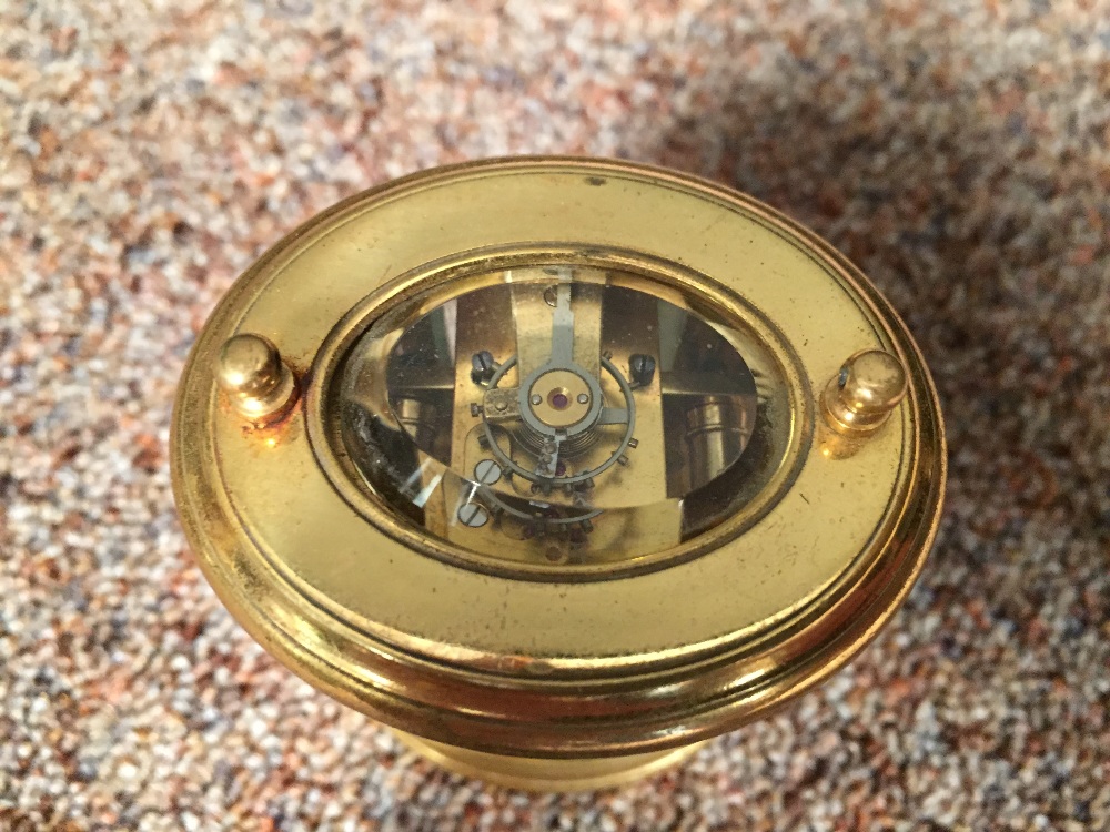 A small gilt brass oval carriage timepiece by Henri Jacot, circa 1890, with silvered 2.5cm (1in) - Image 5 of 6