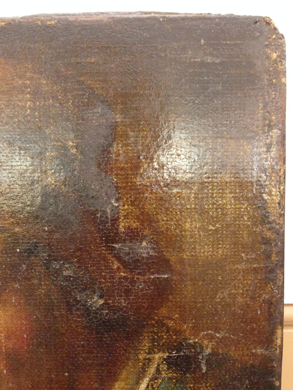 Dutch School (late 18th Century) Head of a young man in a red cap oil on canvas laid to bevelled oak - Image 4 of 7
