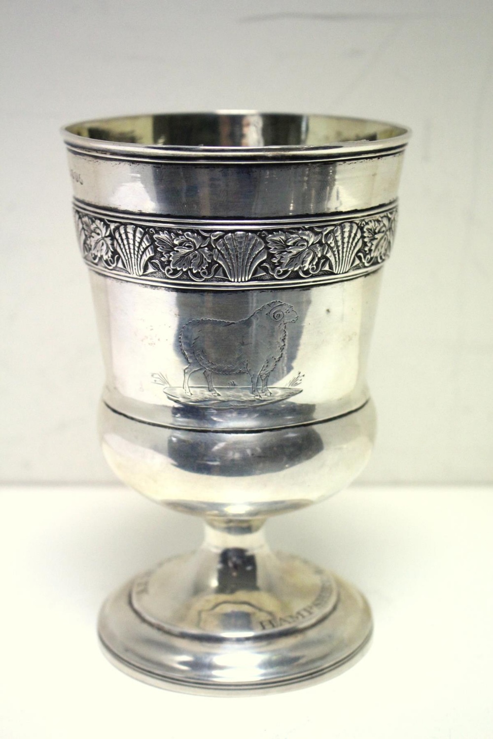 Hampshire Agricultural Society - a Regency silver goblet, by Solomon Hougham, London 1815, campana - Image 2 of 6