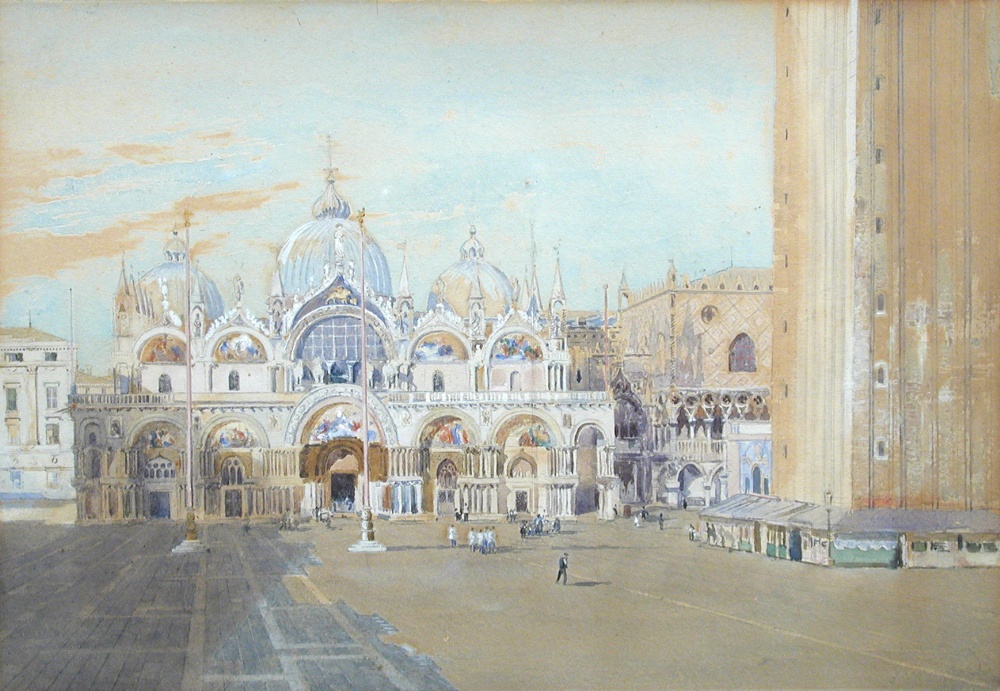 Frederick Townsend (British, fl. 1861-1866) San Marco, Venice signed and inscribed on an artist's