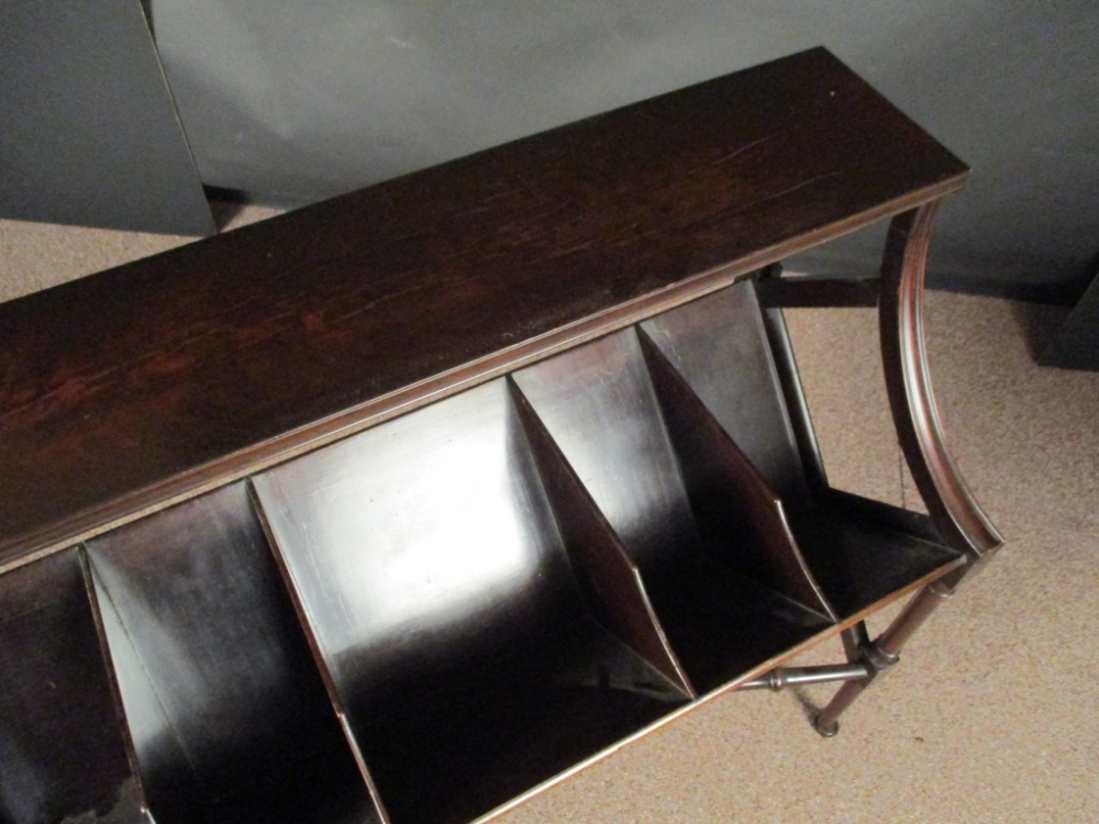 An Edwardian mahogany book stand, with five divisions and raised shelf, on column legs and pad - Image 3 of 3