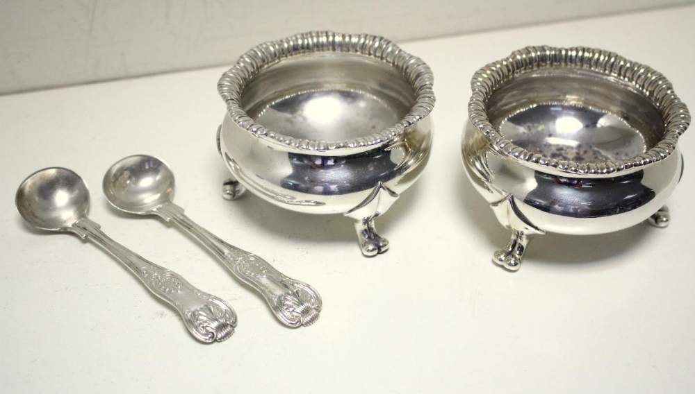 A pair of Victorian silver tub salts, by Robert Hennell III, London 1841, each of plain tub shape - Image 2 of 5