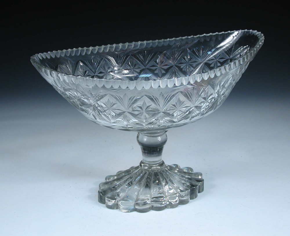 Attributed to Cork, a late 18th century glass bowl, the oval bowl cut with a band of stars within