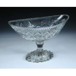 Attributed to Cork, a late 18th century glass bowl, the oval bowl cut with a band of stars within