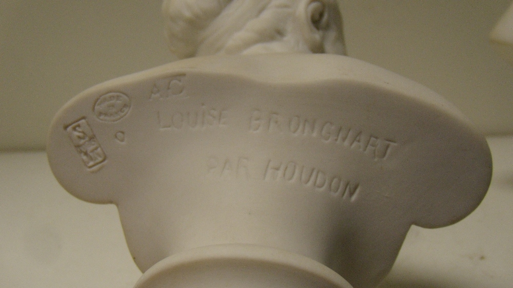 After Houdon, two 1920's Sevres biscuit busts of Alexandre and Louise Brongniart, the daughter of - Image 2 of 4