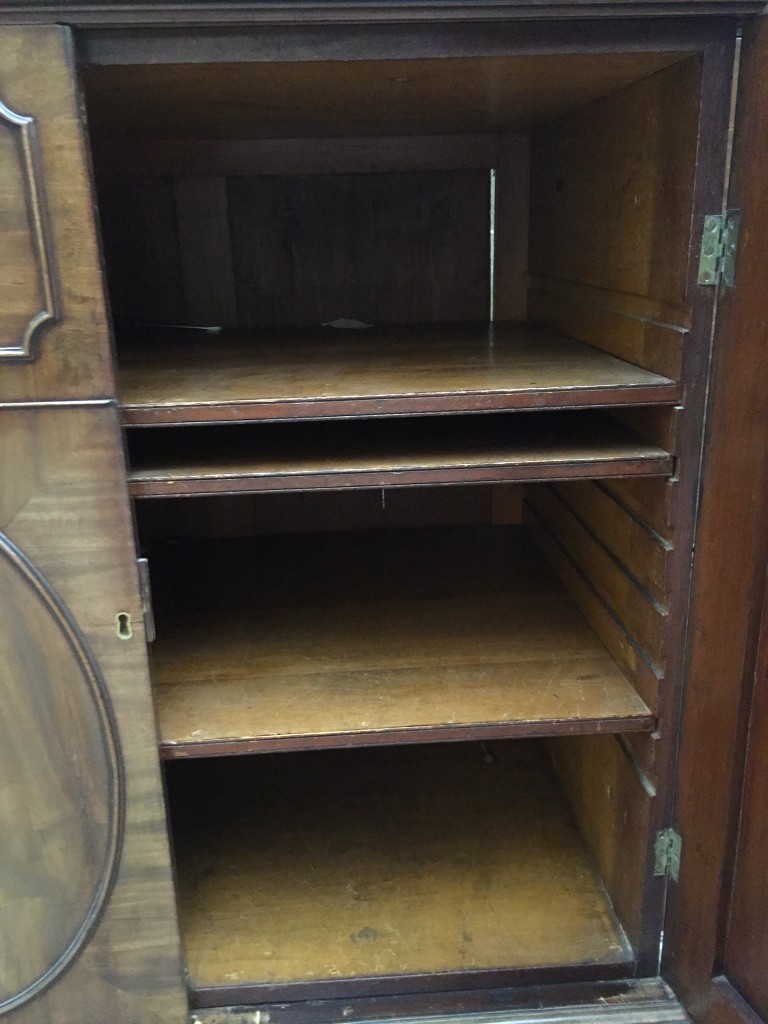 A George III mahogany breakfront library bookcase, with dentil moulded cornice, gothic arched glazed - Image 3 of 3