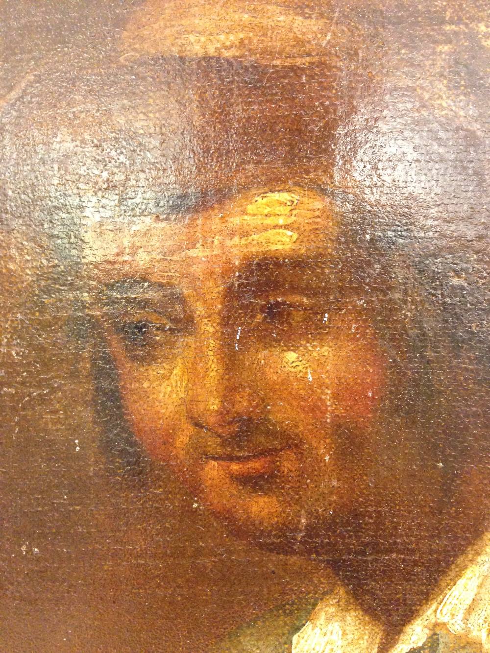 Dutch School (late 18th Century) Head of a young man in a red cap oil on canvas laid to bevelled oak - Image 3 of 7