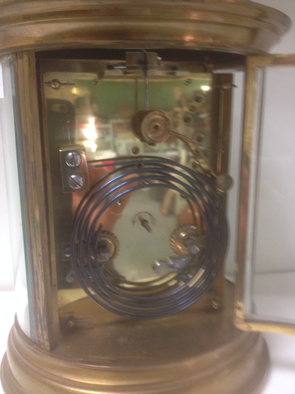 A French giant oval carriage clock, circa 1890, with silvered platfom lever escapement, enamel 8.5cm - Image 3 of 4