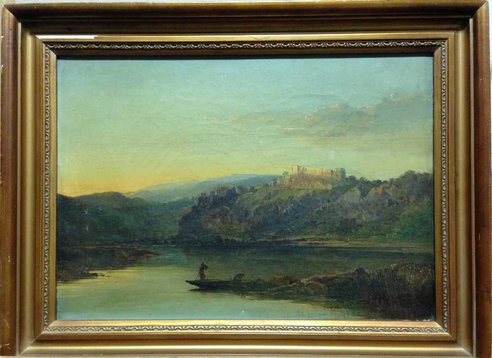 Edward Charles Williams (British, 1807-1881) Chepstow Castle from the Wye signed and dated lower - Image 2 of 6