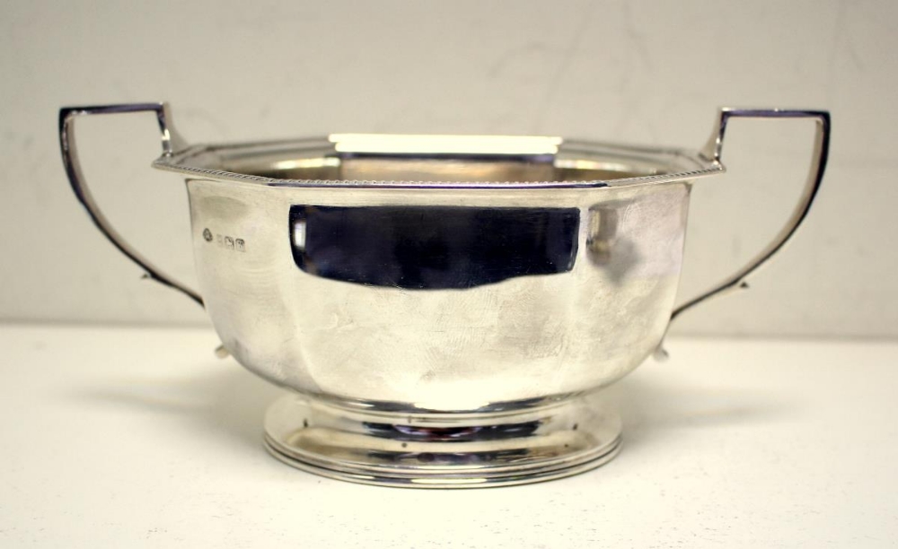 A four piece silver teaset, by The Adie Brothers, Birmingham 1946/47, the octagonal gadroon edged - Image 7 of 8