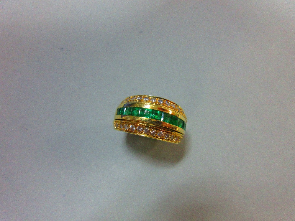 An interchangeable diamond, ruby, emerald and sapphire half band eternity ring, with four - Image 5 of 7