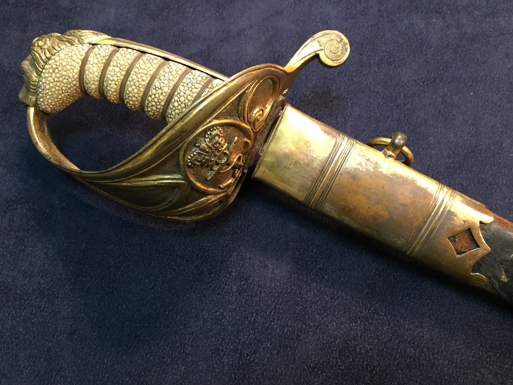 A 19th century German made naval officer's sword, marked for Weyersberg, Solingen, some etched