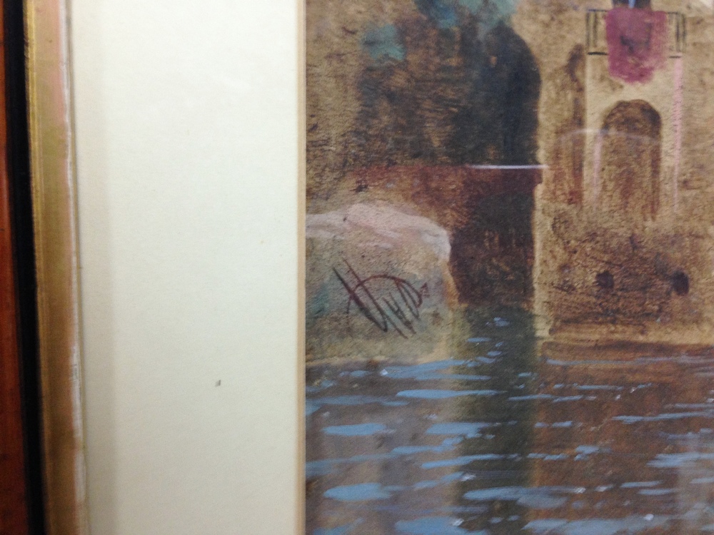 Cesare Uva (Italian, 1824-1886) The Bay of Naples signed lower left on the rock "Uva" gouache 38 x - Image 7 of 10