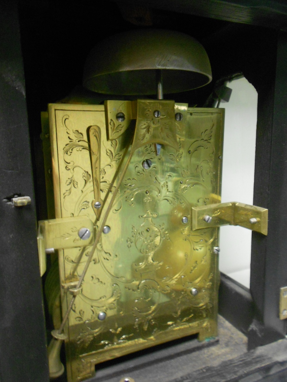 Richard Grove, London, a good small George III ebonised verge bracket clock with pull repeat, the - Image 6 of 10