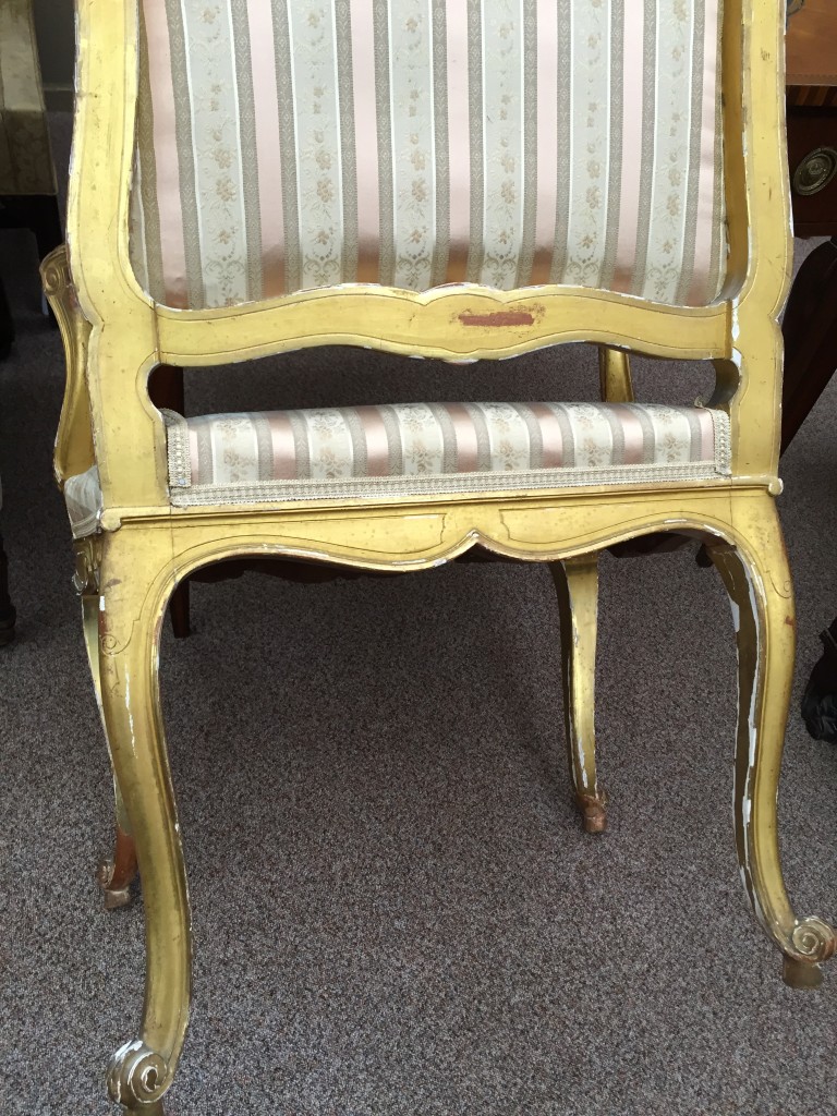 A pair of French Regency revival giltwood salon chairs, circa 1870, leaf and scroll carved frames - Image 7 of 9