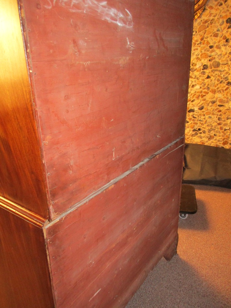 A George III mahogany chest on chest, with dentil moulded cornice, canted reeded sides, fitted two - Image 2 of 5