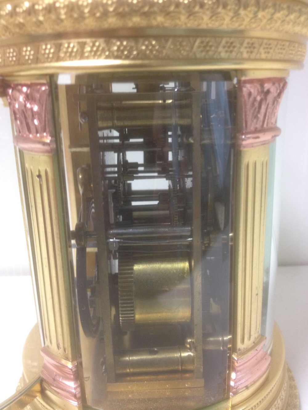 A French cylinder shaped gilt brass repeating carriage clock, circa 1900, the circular silvered dial - Image 5 of 6