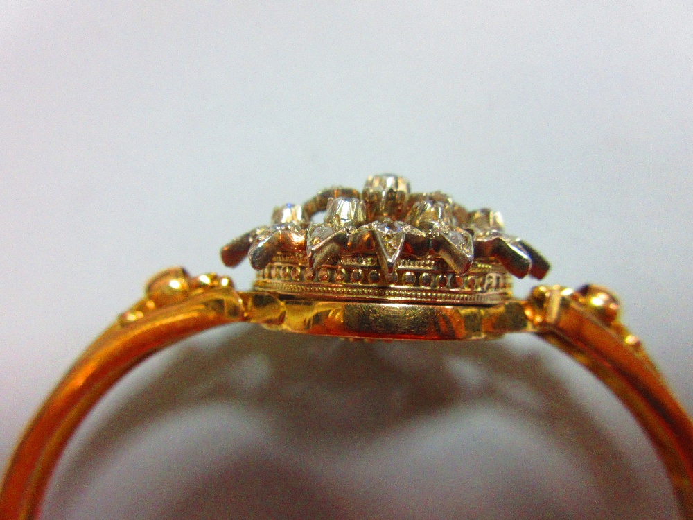 A Victorian diamond set hinged bangle / brooch, the bangle formed by knife-edge bars flaring at - Image 3 of 9