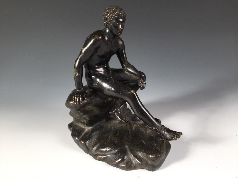 A 19th century bronze model of Mercury seated, modelled sitting upon a rock 22 x 20cm (9 x 8in) - Image 2 of 3