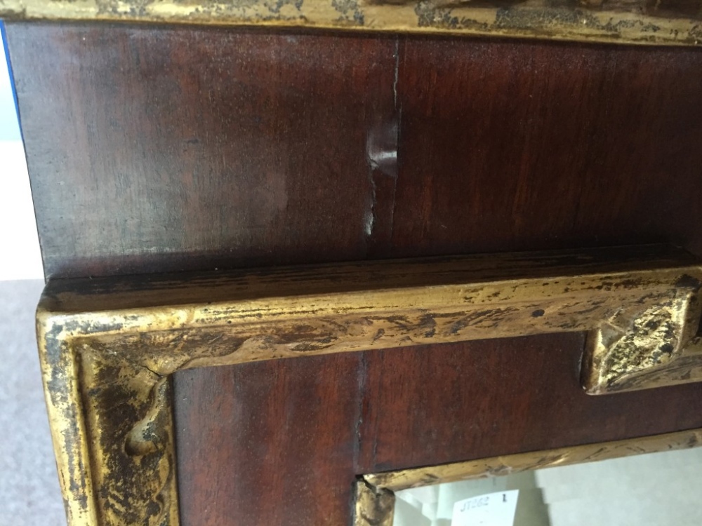 A George II style mahogany and parcel gilt pier glass, with break arch pediment and cartouche shaped - Image 3 of 3