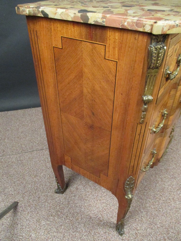 A late 19th century Transitional style breche d'alep and satinwood commode, stamped Edwards & - Image 5 of 9