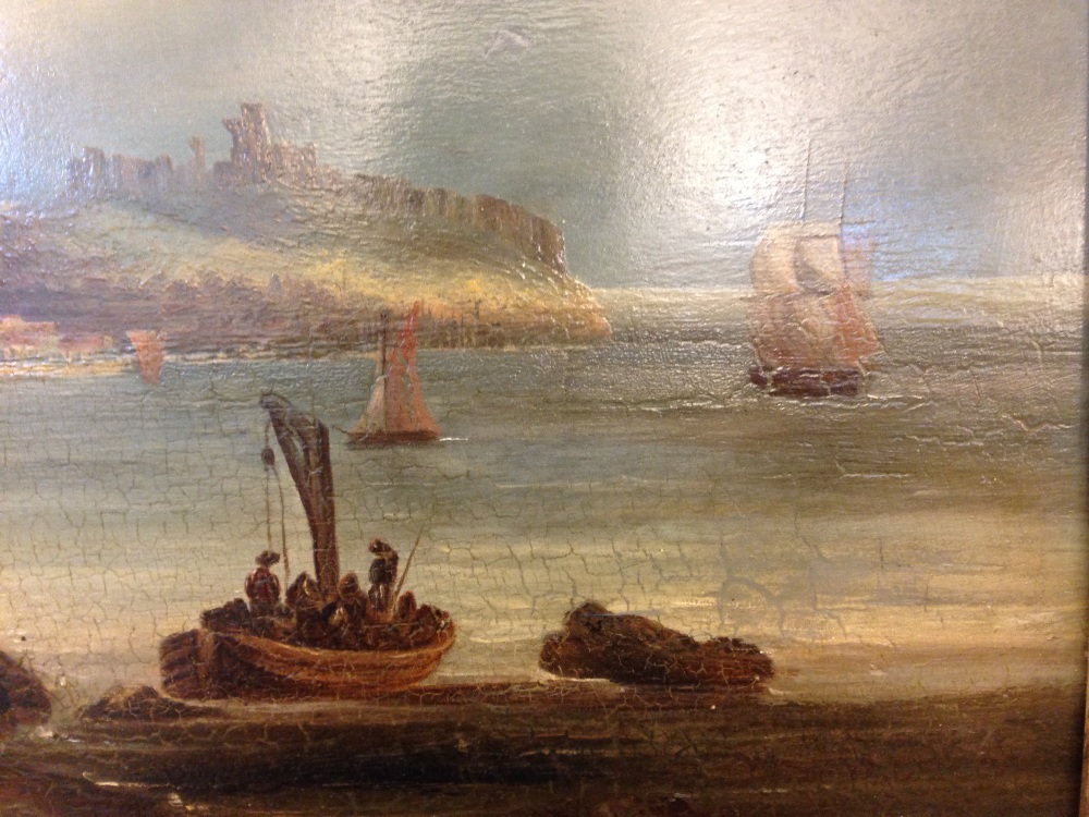 English School (18th Century) View of Scarborough Bay, Yorkshire, from First Point with boats in the - Image 3 of 6