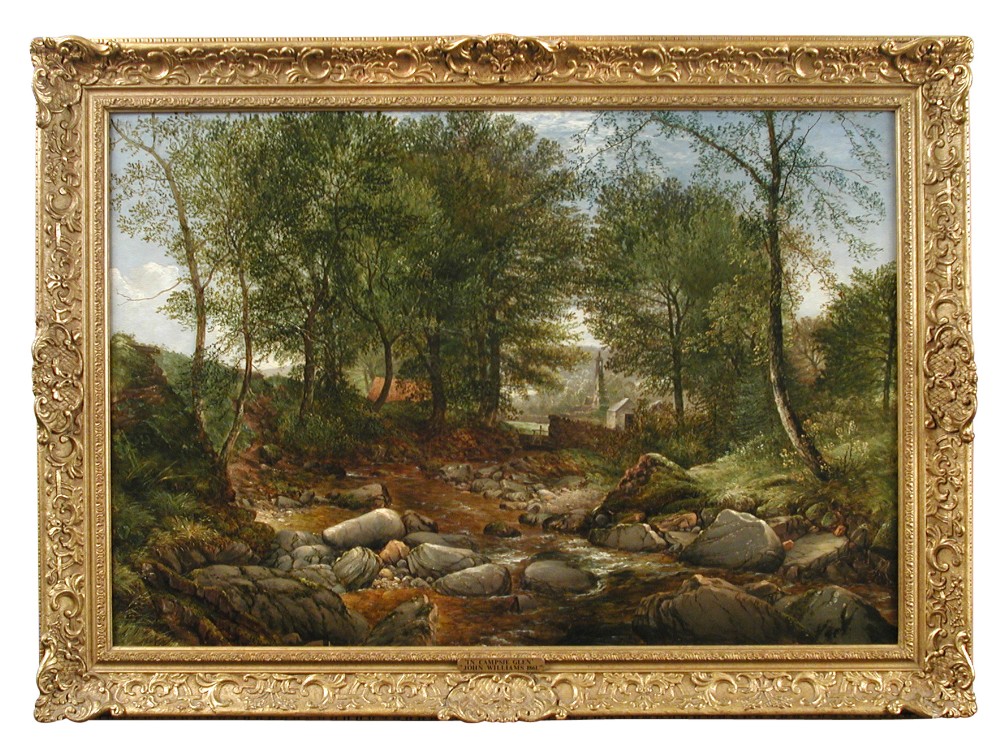 John Williams (British, exh. 1831-1876) In Finglen Campsie; and Campsie Glen, Highlands oil on - Image 2 of 16