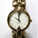 Rodolphe by Longines - a lady's gold plated quartz wristwatch, circa 1995, circular white dial