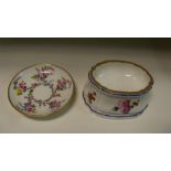 An 18th century Sevres trencher salt together with a small dish painted respectively by Morin and