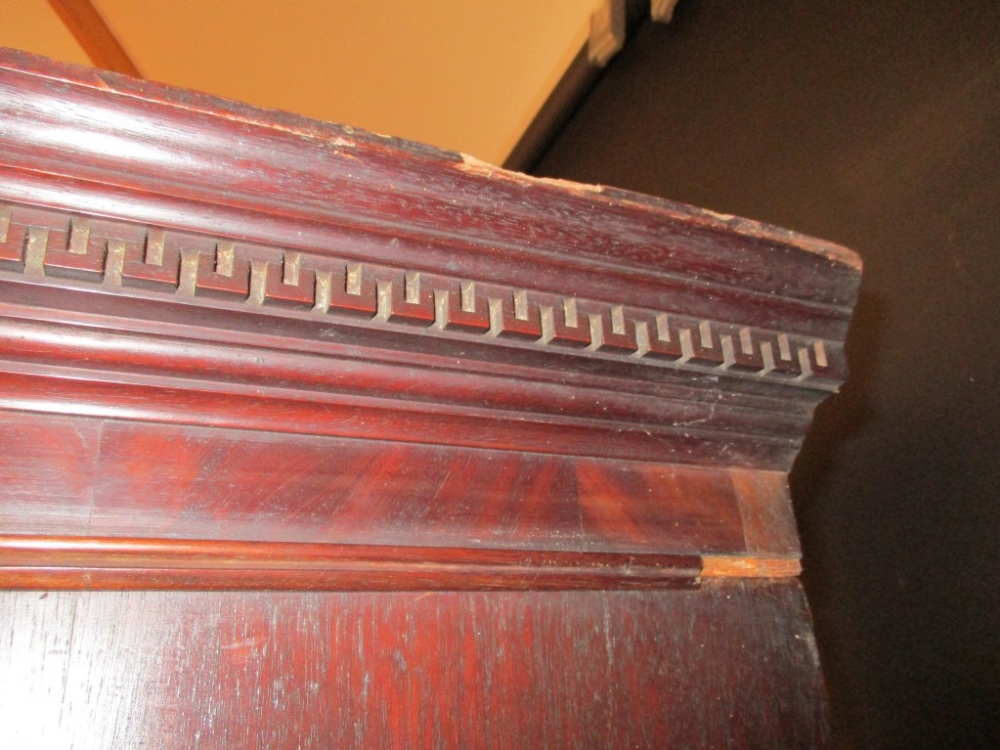 A George III mahogany secretaire chest on chest, with a greek key moulded cornice, canted reeded - Image 4 of 10