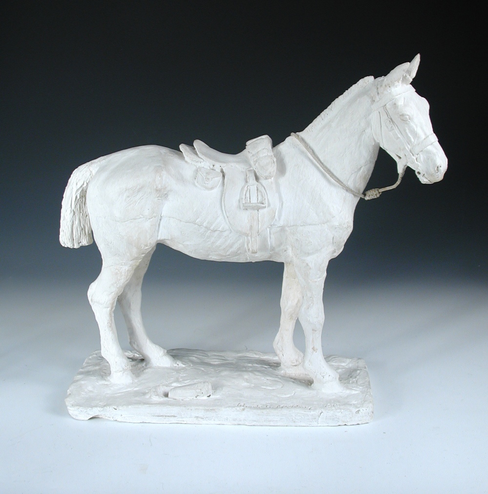 Maude G MclIroy (nee Marshall) (British, exh.1915-1923) War Horse signed plaster