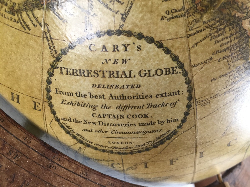 A Bastien terrestrial library globe, modern, on a Regency style mahogany stand with brass casters, - Image 3 of 5