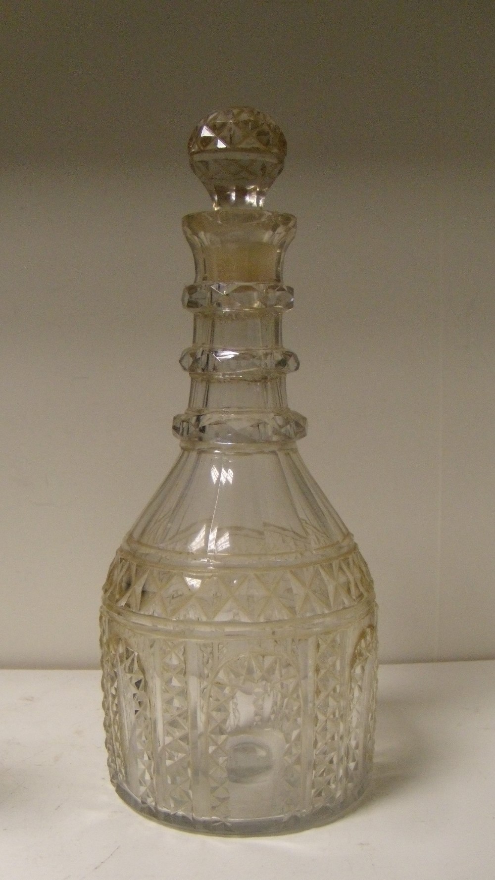 Two 18th century glasses together with an Irish decanter and stopper, the cordial with facetted stem - Image 5 of 6