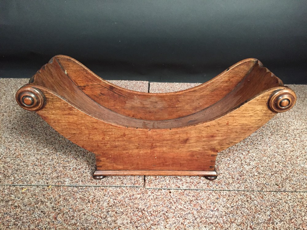 A 19th century mahogany cheese coaster, the curve shaped body raised on four bun feet 19 x 44cm (7 x - Image 2 of 5