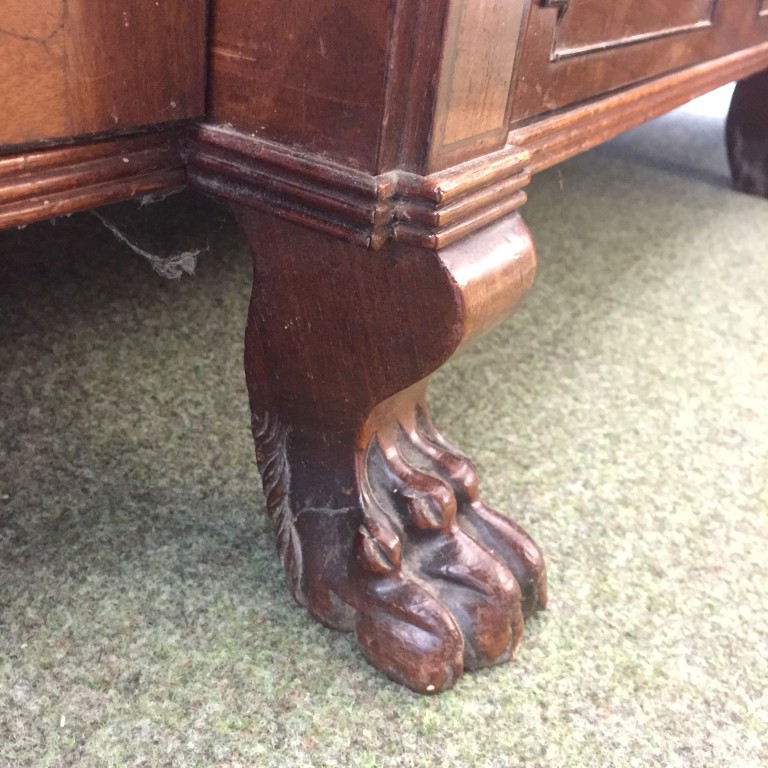 A Regency mahogany breakfront cabinet, fitted central drawers, ebony line border inlays and - Image 6 of 6