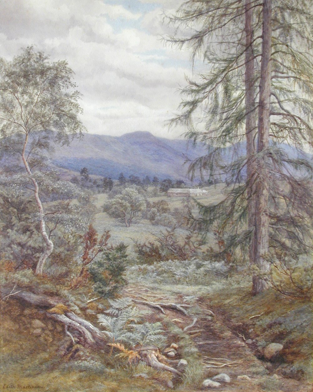 Edith Martineau, ARWS (British, 1842-1909) The Edge of the Woods near Aviemore signed lower left "