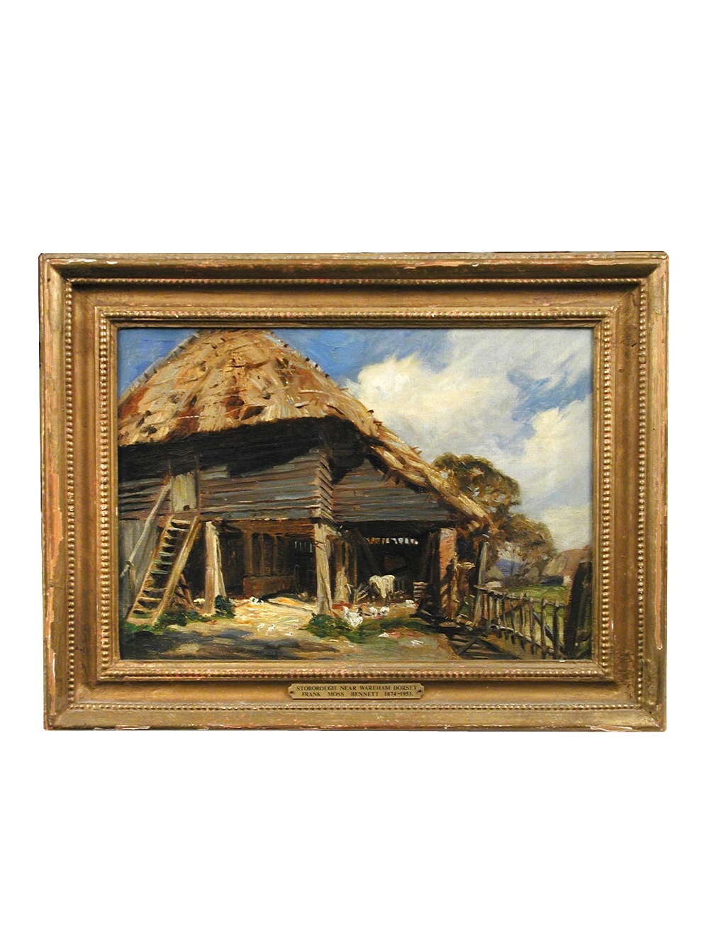 Frank Moss Bennett (British, 1874-1933) An Old Barn at Stoborough, near Wareham, Dorset oil on