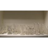 A selection of thirty three drinking glasses, largely 19th century, to include: six wrythen ales,