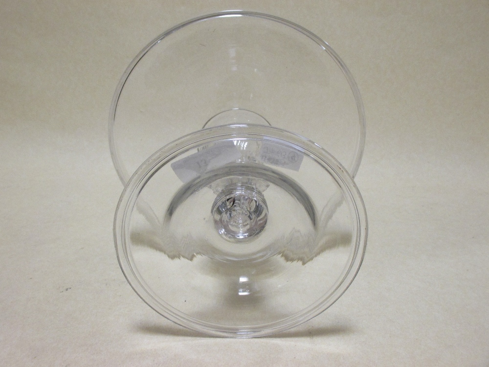 A 19th century glass comport, with a dished top, a shaped ring column and stepped foot, 21cm - Image 3 of 3