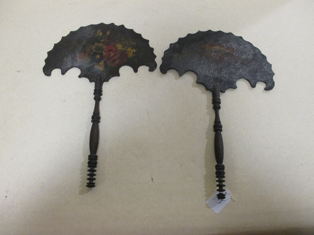 A pair of late Regency painted wood face screens - Image 2 of 2