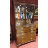 A George III mahogany secretaire bookcase, 215 x 113 x 54cm